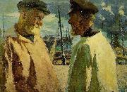 Marcel Couchaux Pecheurs dans le port de Honfleur USA oil painting artist